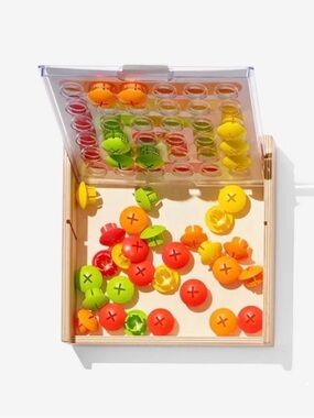 Wooden Peg Matching Game - Orange, Yellow & Green